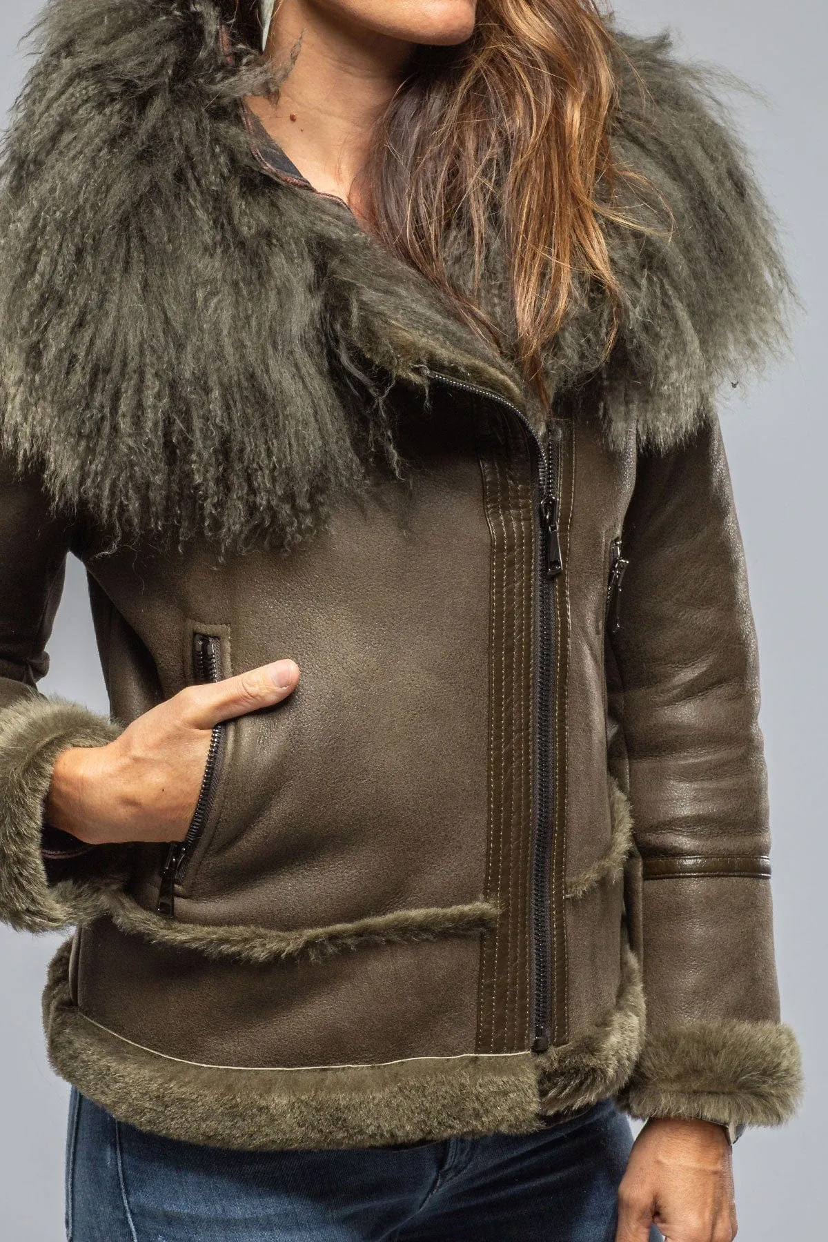 Colette Aviator Shearling In Military