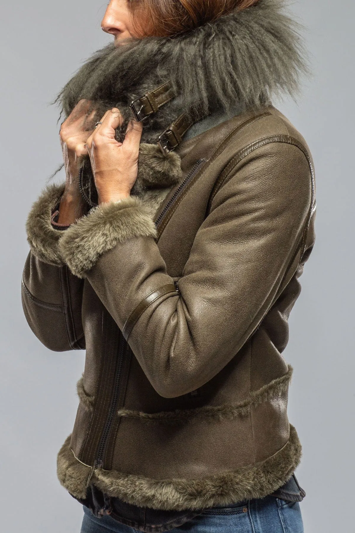 Colette Aviator Shearling In Military