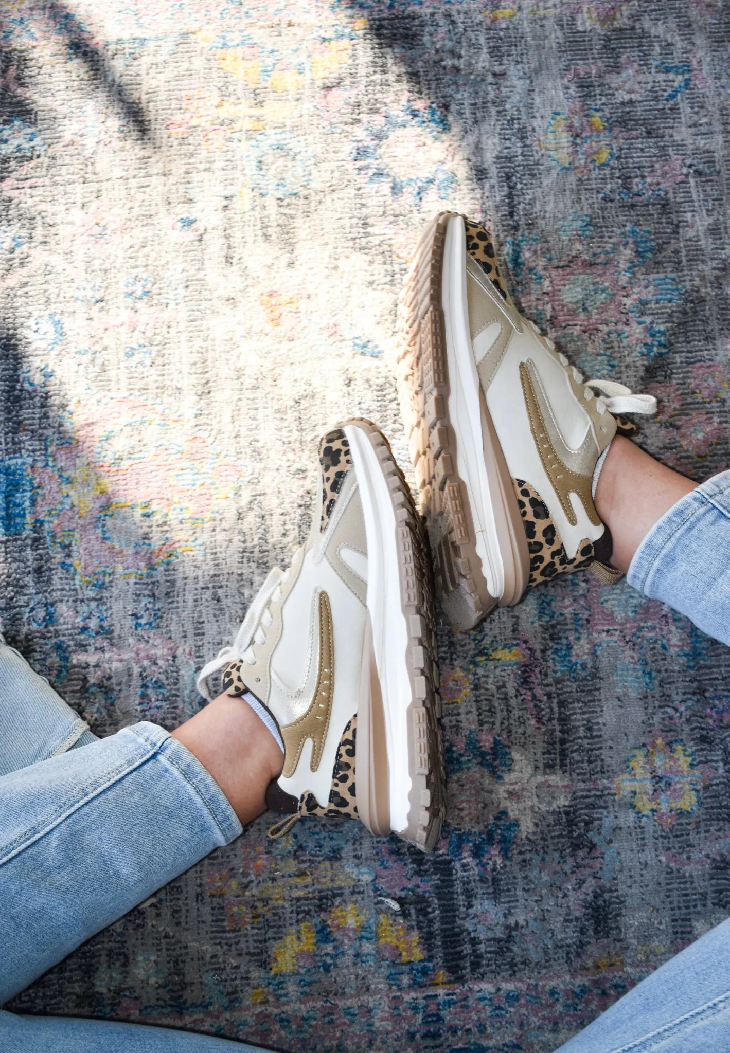 Color Block Chunky Sneakers- Neutral Leopaerd