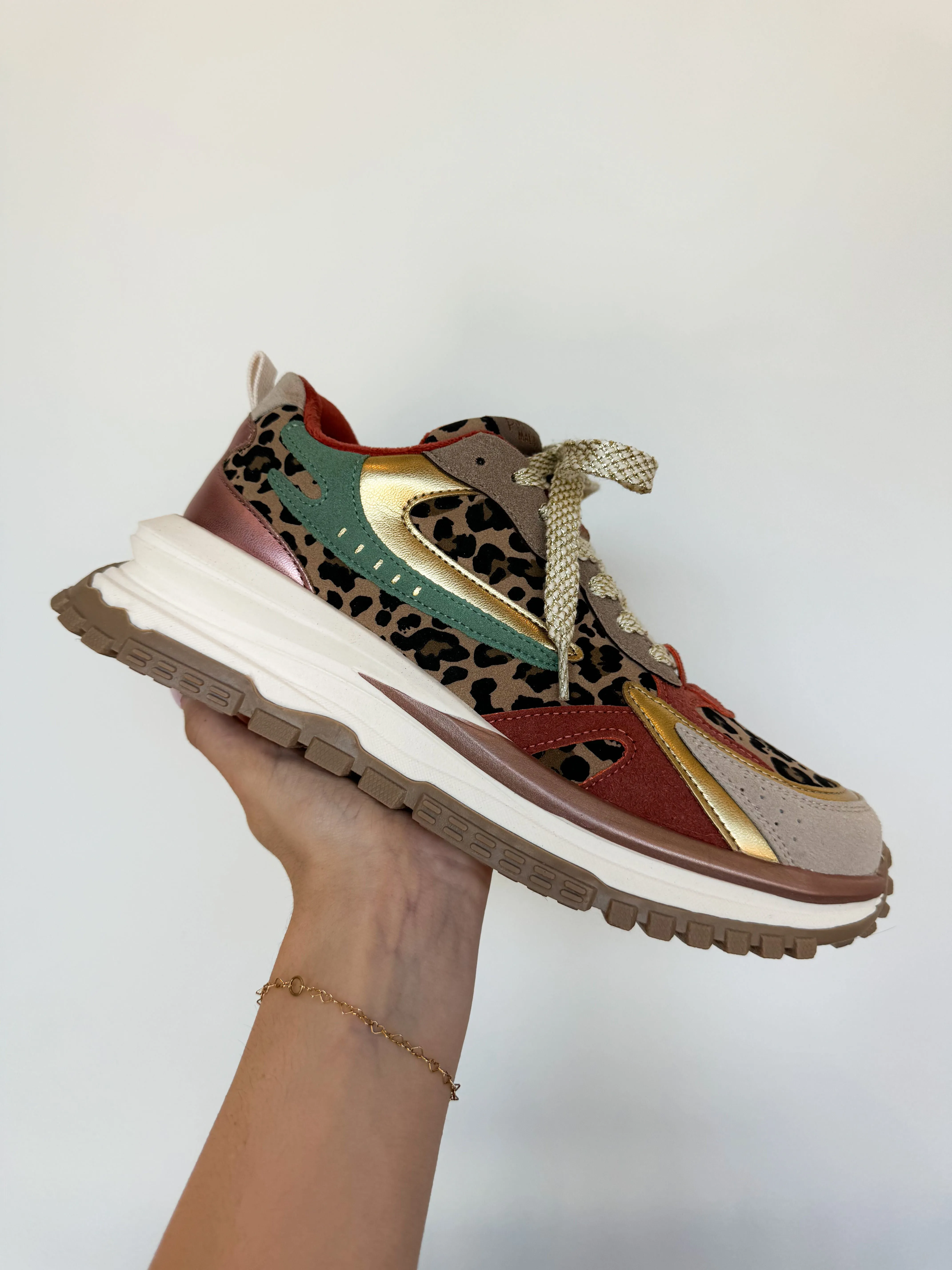 Color Block Platform Sneakers- Leopard