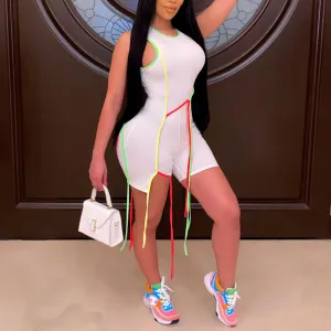 Colorblock Sleeveless Sports Romper