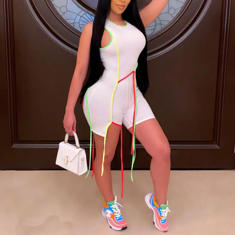 Colorblock Sleeveless Sports Romper