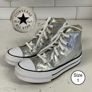 Converse Chuck Taylor All Star Platform High Digital Powder Silver 670547C Sz 1