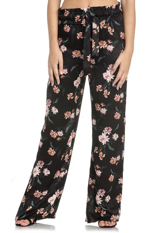 CORA FLORAL PRINT WIDE LEG PANTS
