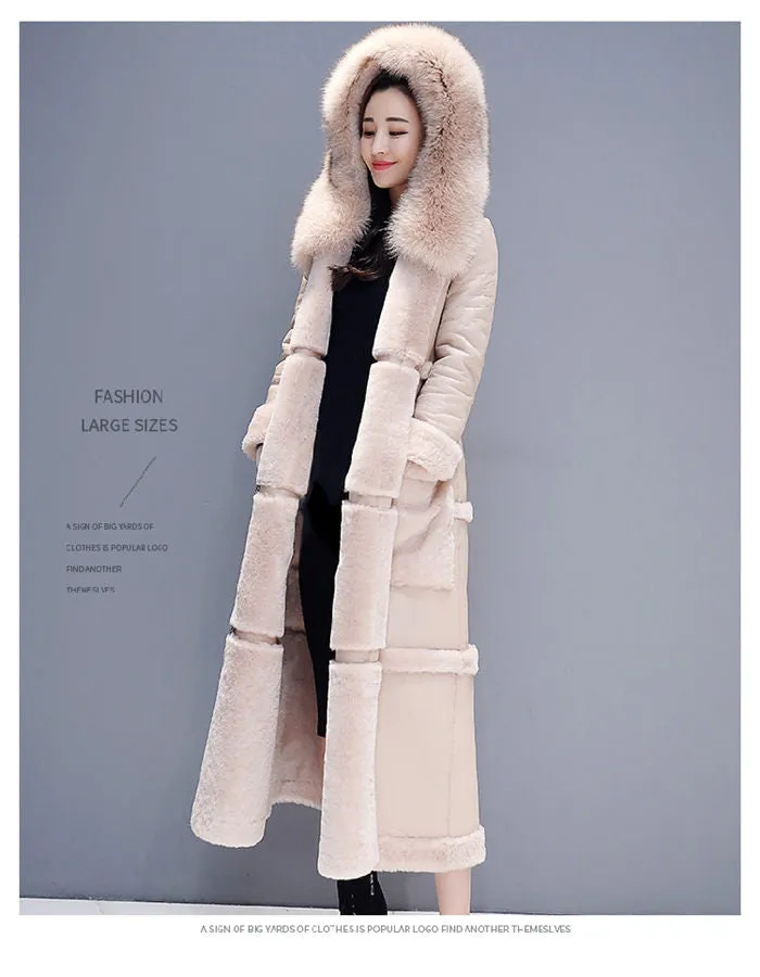 Cotton Candy Soft Parka Double-Faced Lamb Fur Coat Maxi Long Thick Winter Warm