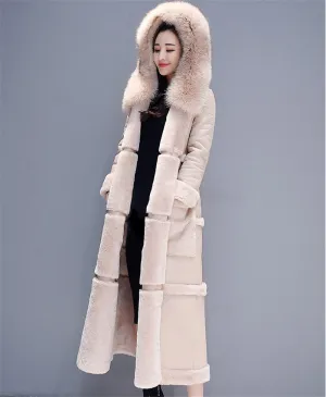 Cotton Candy Soft Parka Double-Faced Lamb Fur Coat Maxi Long Thick Winter Warm