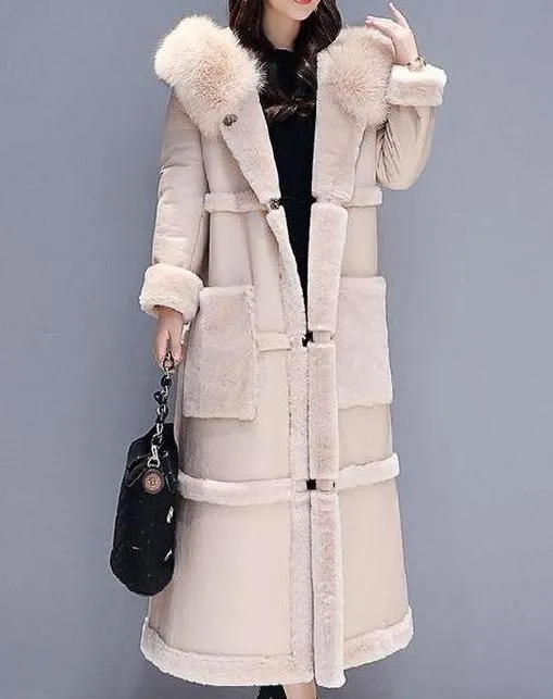 Cotton Candy Soft Parka Double-Faced Lamb Fur Coat Maxi Long Thick Winter Warm