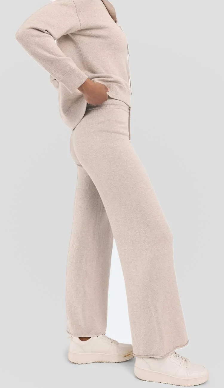 Cotton Cashmere Terry Stitch Wide Leg Pant