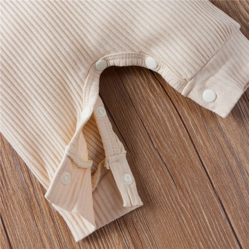 Cotton Romper Elastic Band Beige