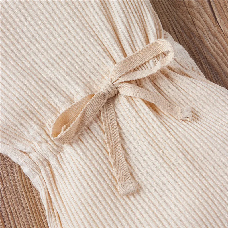 Cotton Romper Elastic Band Beige