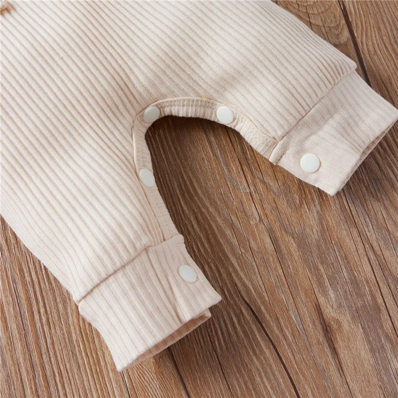 Cotton Romper Elastic Band Beige