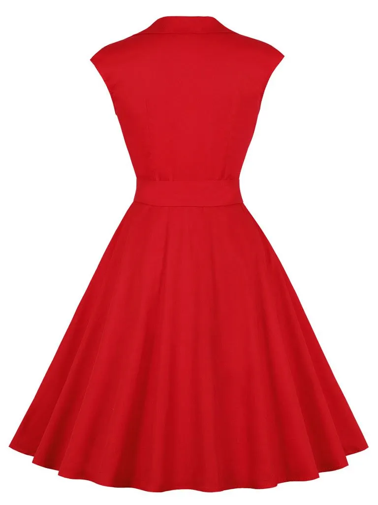 Cotton With Pocket England Style 50S Dress