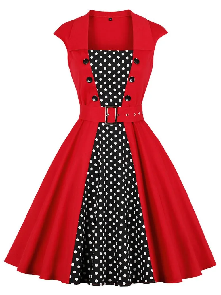 Cotton With Pocket England Style 50S Dress