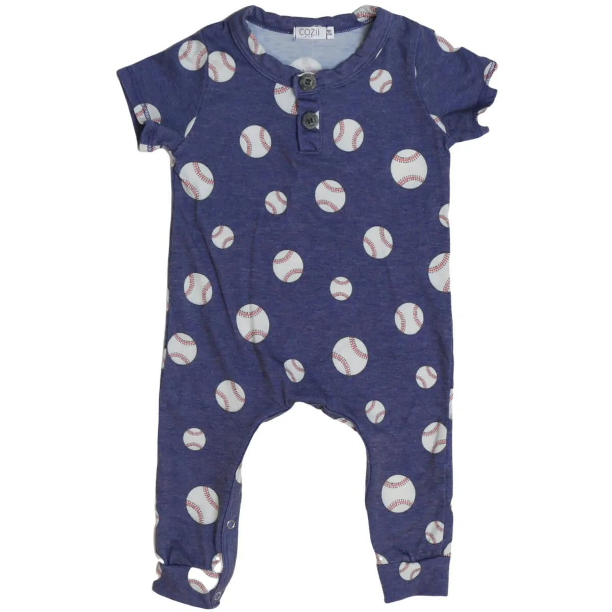 Cozii- BASEBALL S/S HENLEY ROMPER