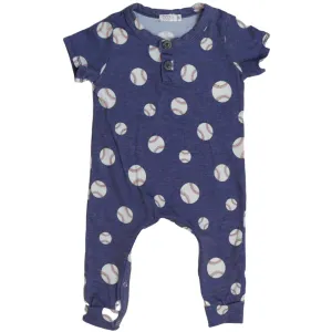 Cozii- BASEBALL S/S HENLEY ROMPER