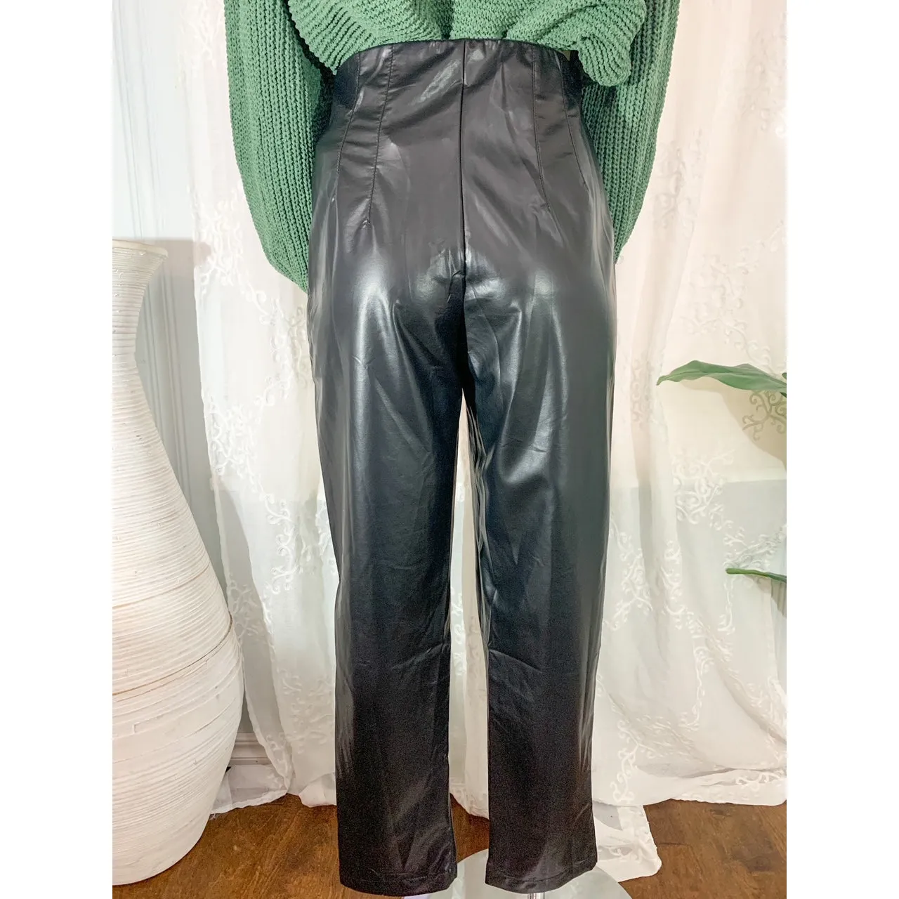 Crazy About These Faux Leather High Waisted Pants - Black