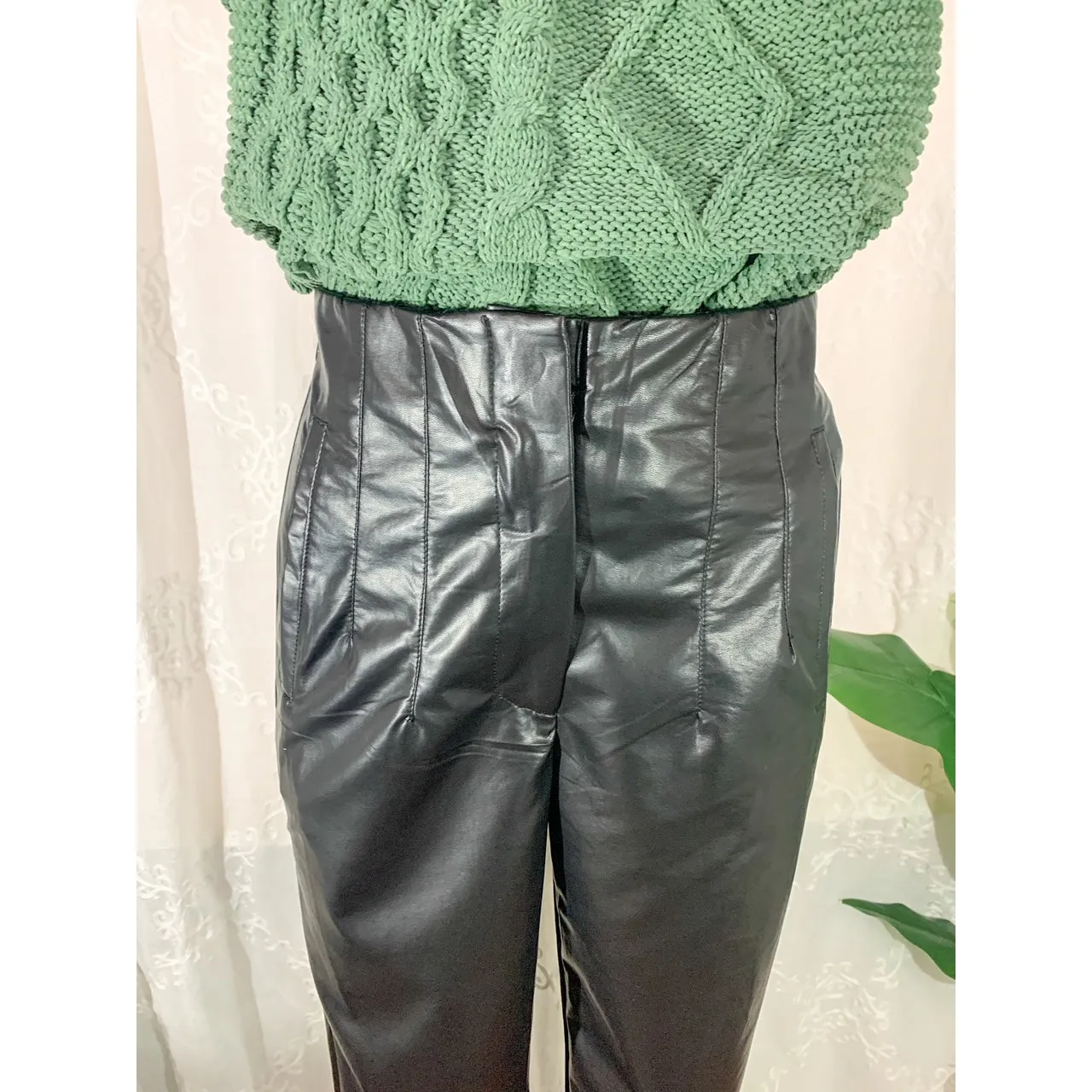 Crazy About These Faux Leather High Waisted Pants - Black