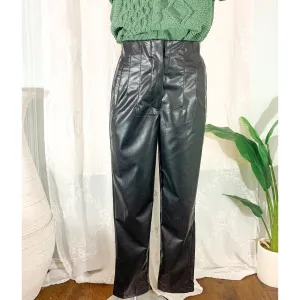 Crazy About These Faux Leather High Waisted Pants - Black