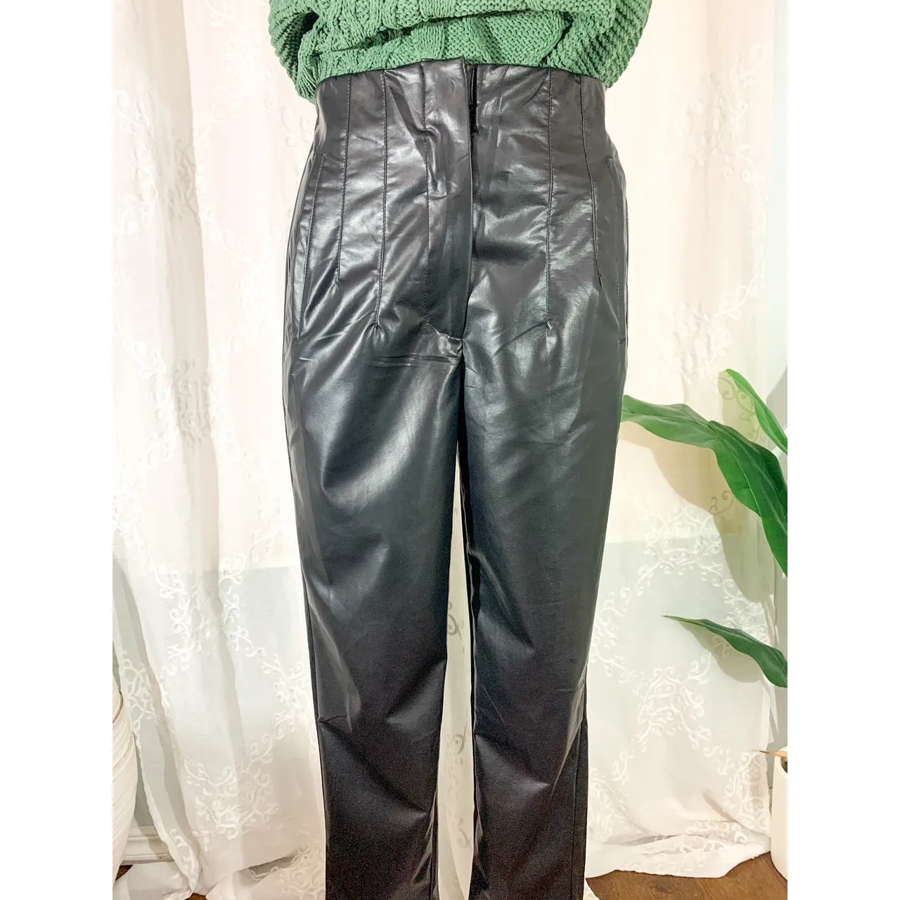Crazy About These Faux Leather High Waisted Pants - Black