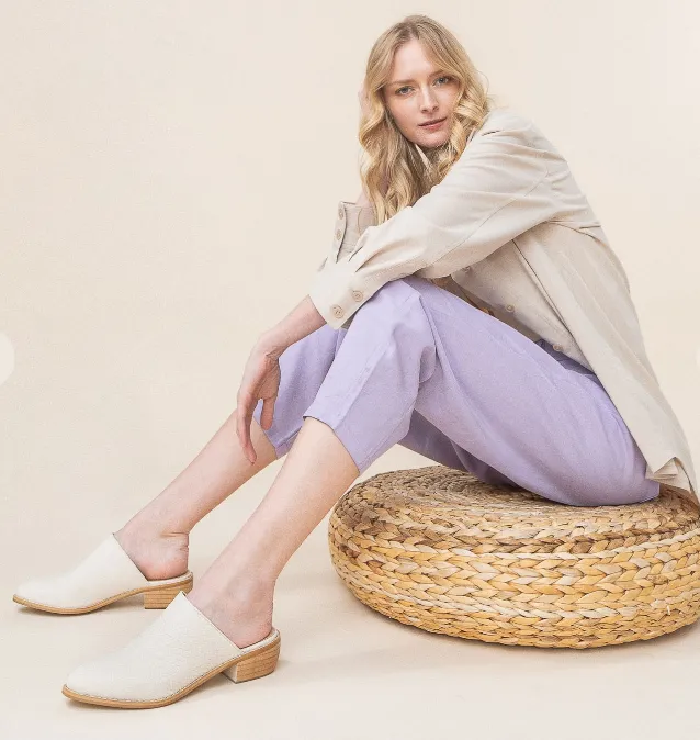 Cream Snake Mule
