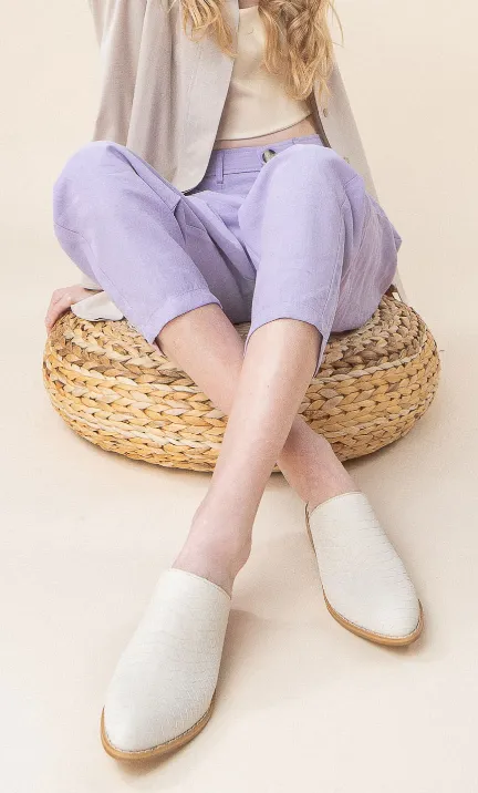 Cream Snake Mule