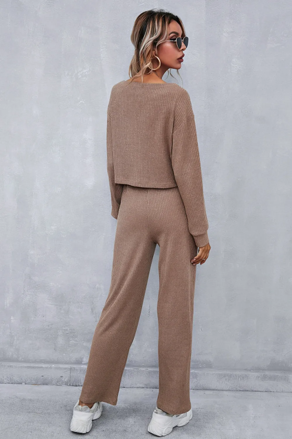 creamtopmall Solid Color Casual Suit