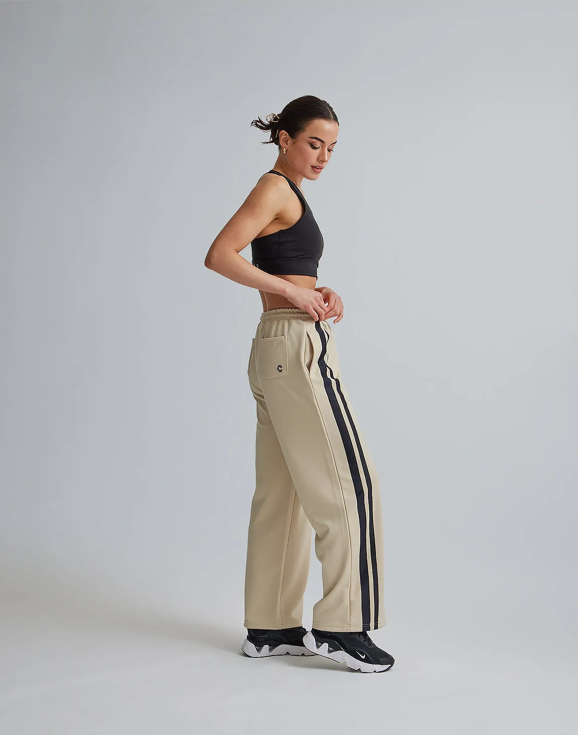 CRONOS WOMEN JERSEY WIDE PANTS【BEIGE】