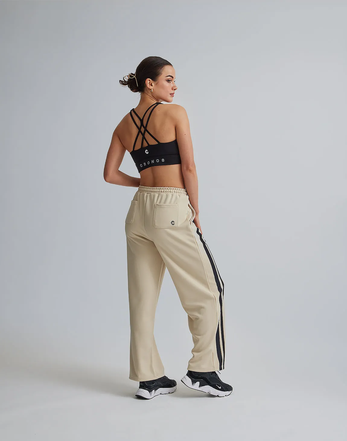 CRONOS WOMEN JERSEY WIDE PANTS【BEIGE】