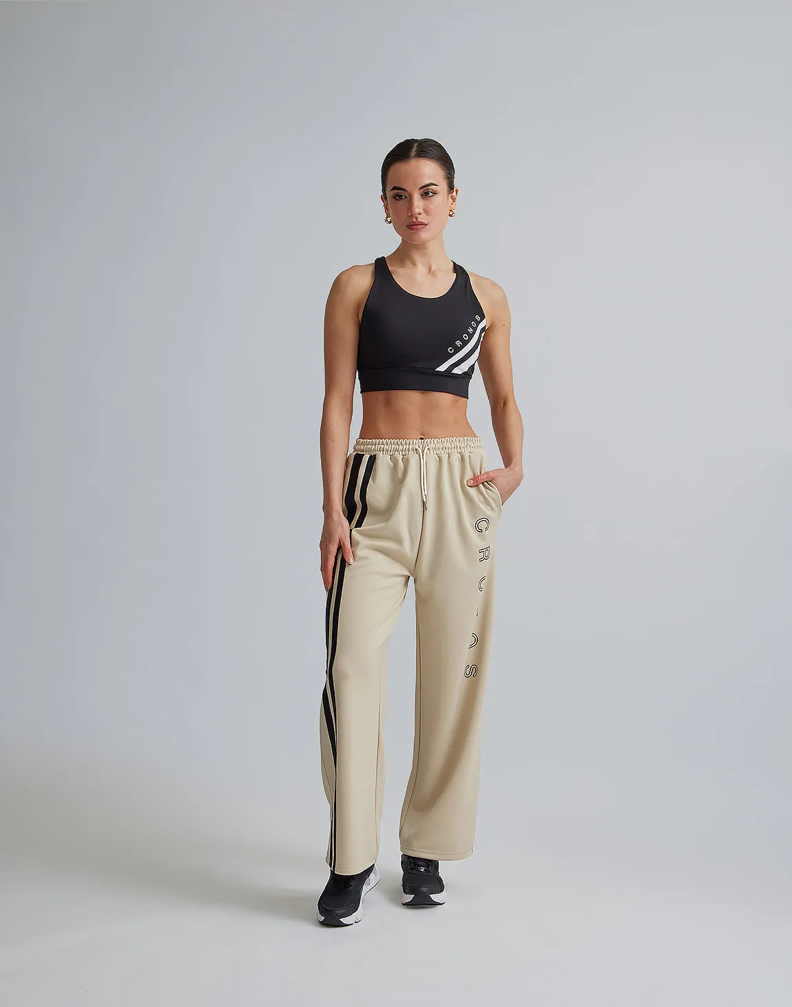 CRONOS WOMEN JERSEY WIDE PANTS【BEIGE】