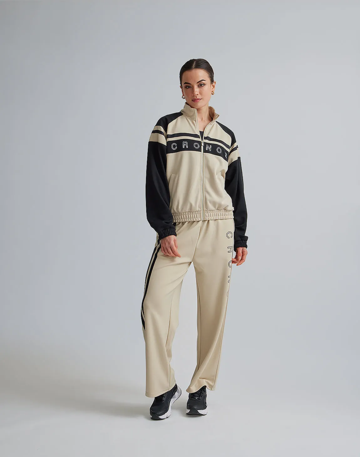 CRONOS WOMEN JERSEY WIDE PANTS【BEIGE】
