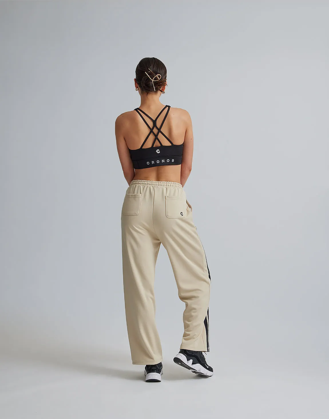 CRONOS WOMEN JERSEY WIDE PANTS【BEIGE】