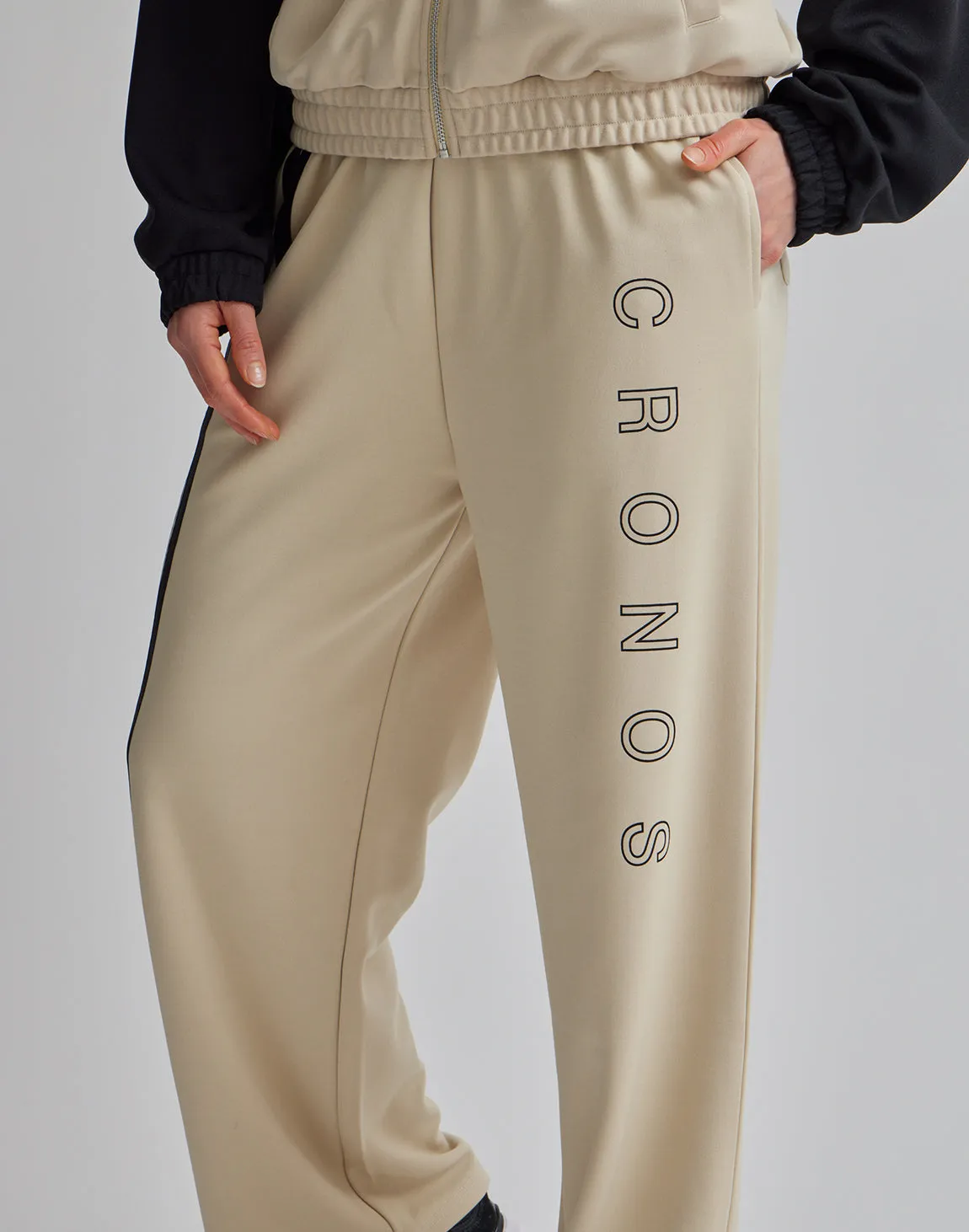 CRONOS WOMEN JERSEY WIDE PANTS【BEIGE】