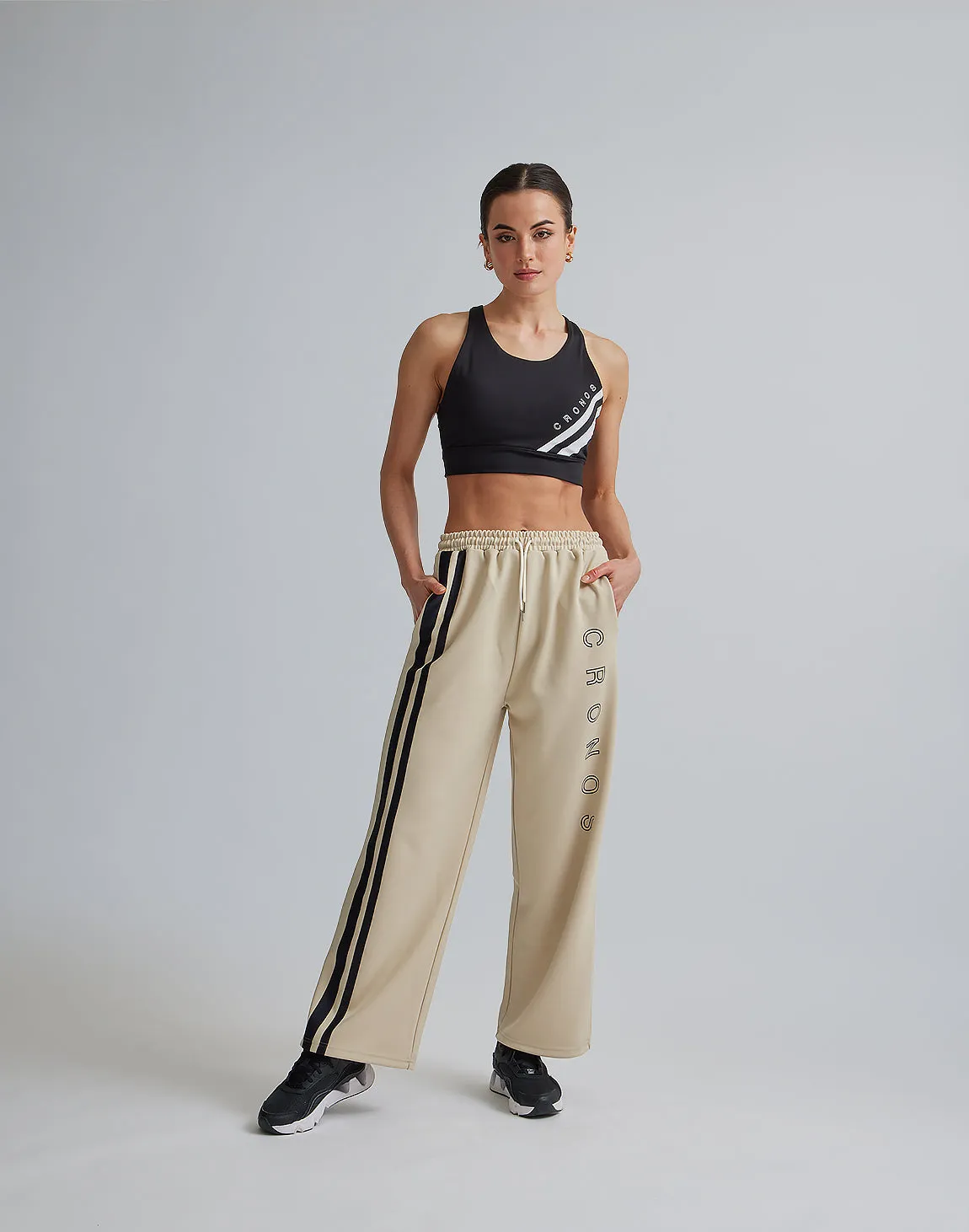 CRONOS WOMEN JERSEY WIDE PANTS【BEIGE】