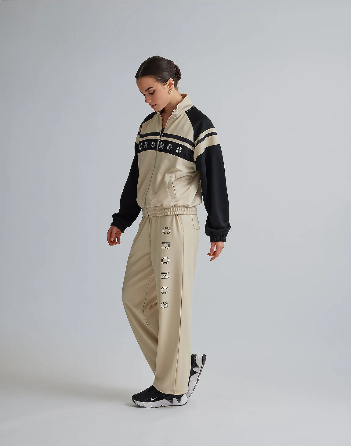 CRONOS WOMEN JERSEY WIDE PANTS【BEIGE】