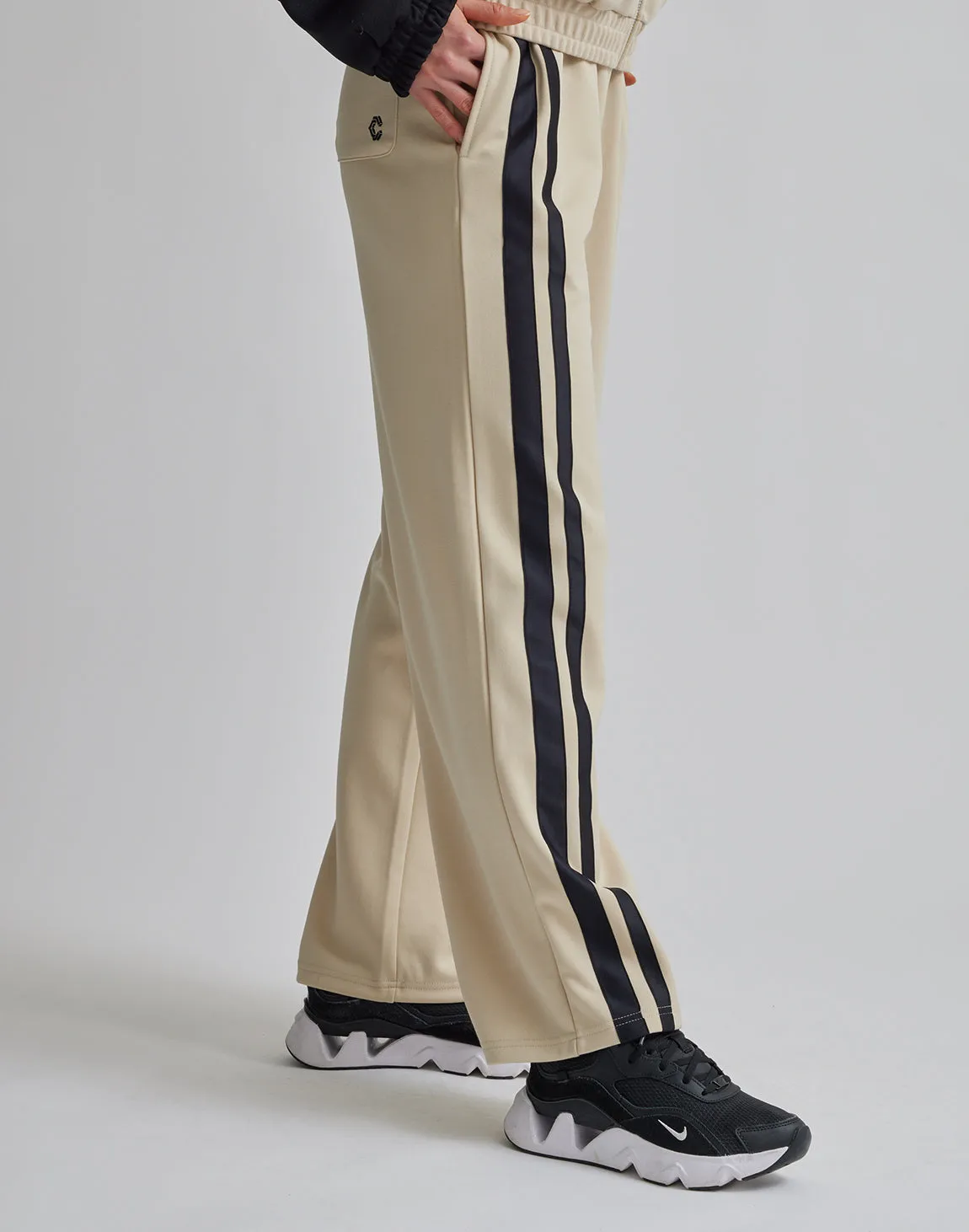 CRONOS WOMEN JERSEY WIDE PANTS【BEIGE】