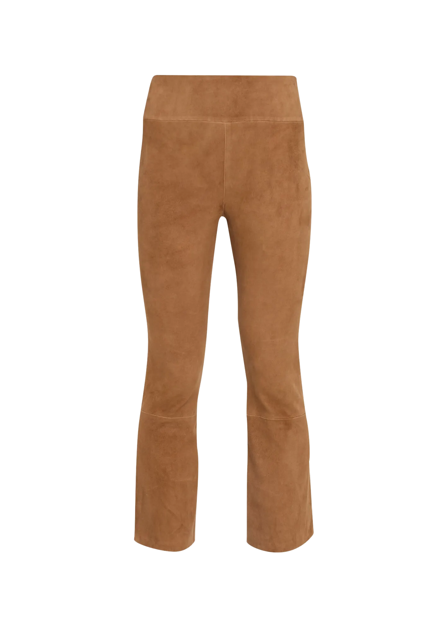 Crop Flare Suede Leggings in Dark Cognac