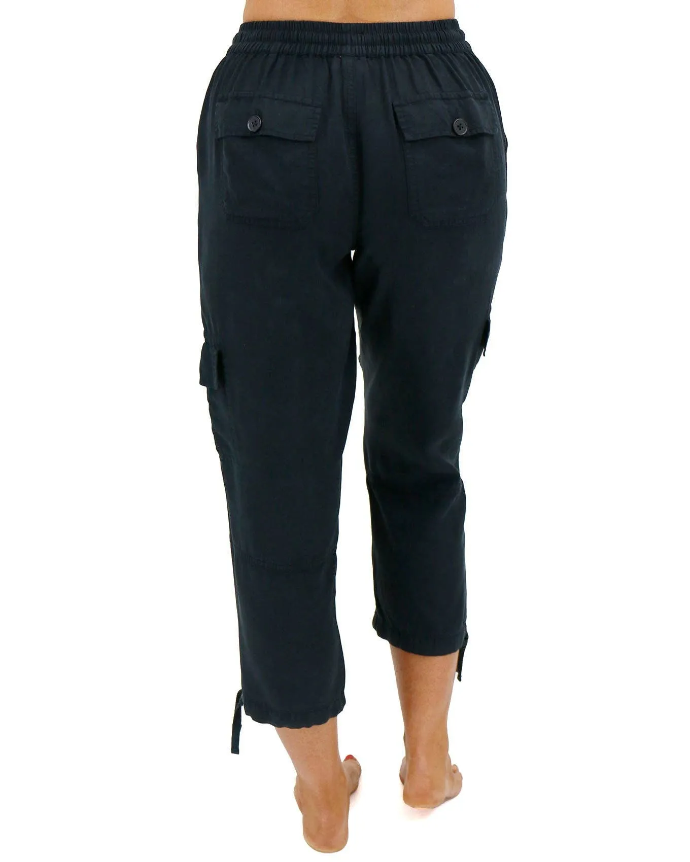 Cropped Cargo Pants in Black