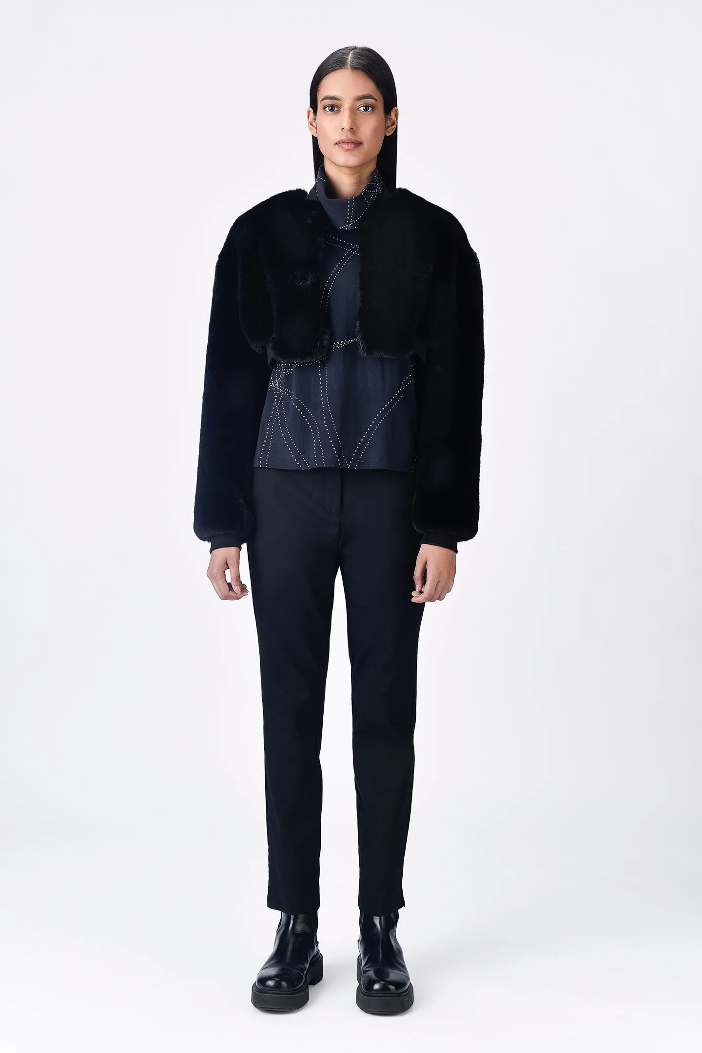 Cropped Faux Fur Jacket