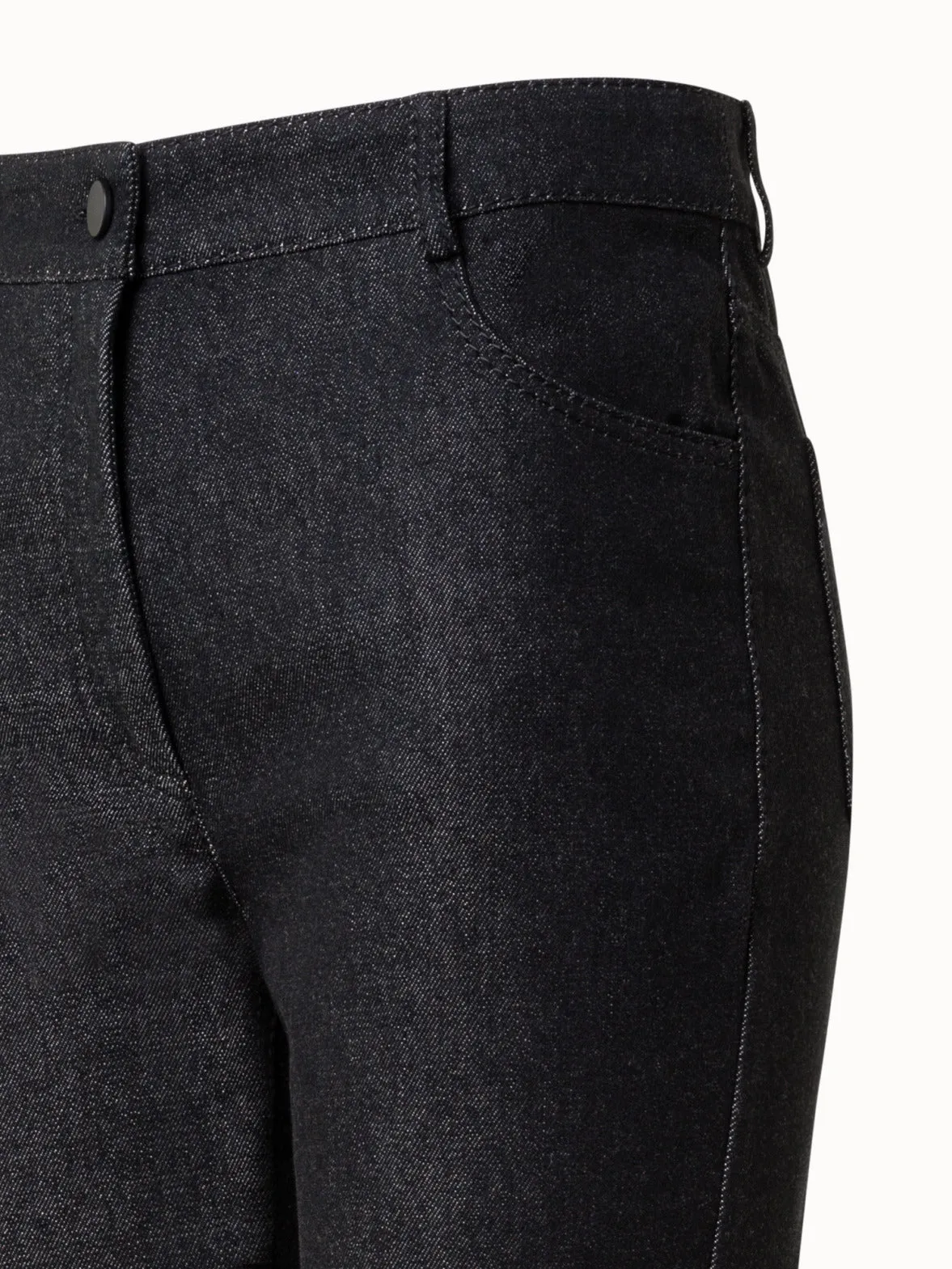 Cropped Flared Cotton Denim Stretch Pants