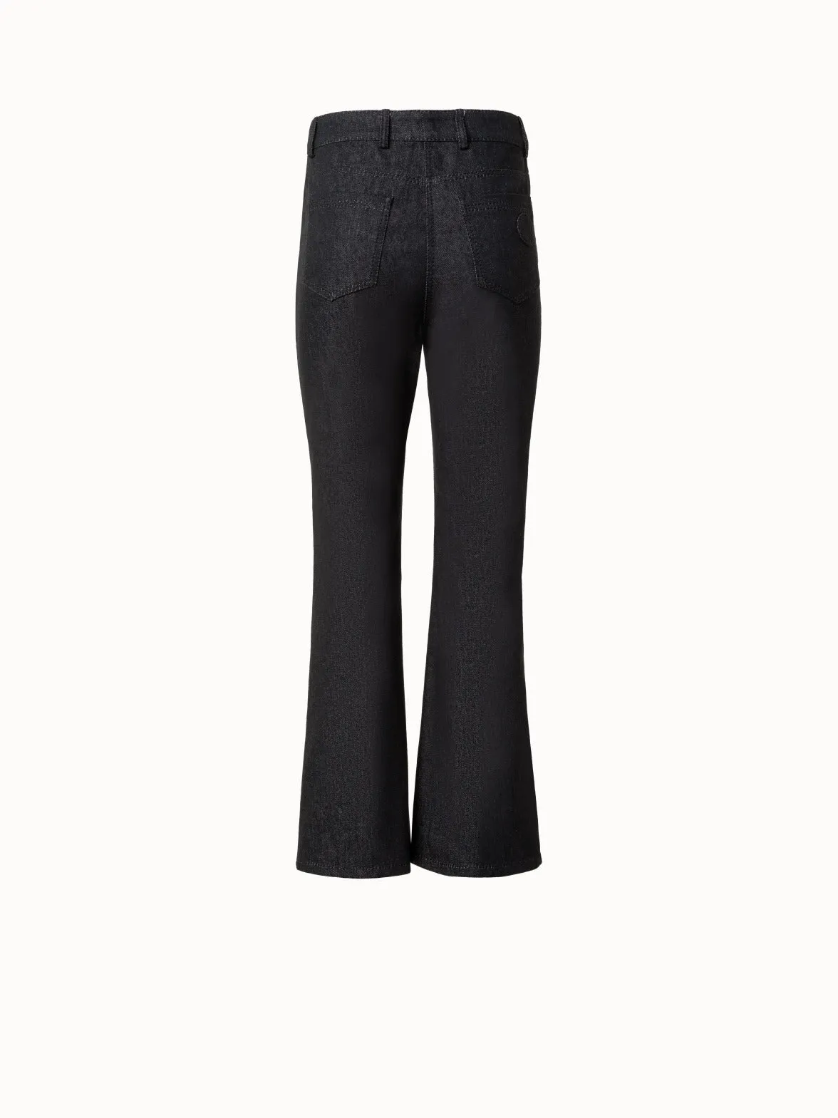 Cropped Flared Cotton Denim Stretch Pants