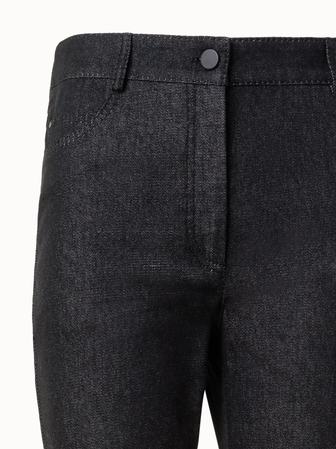 Cropped Flared Cotton Denim Stretch Pants
