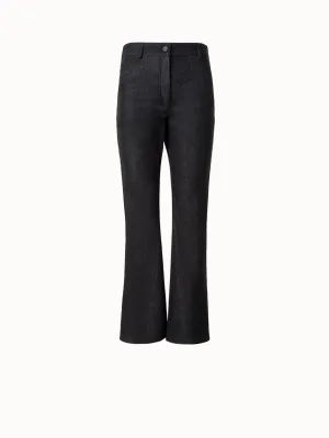 Cropped Flared Cotton Denim Stretch Pants