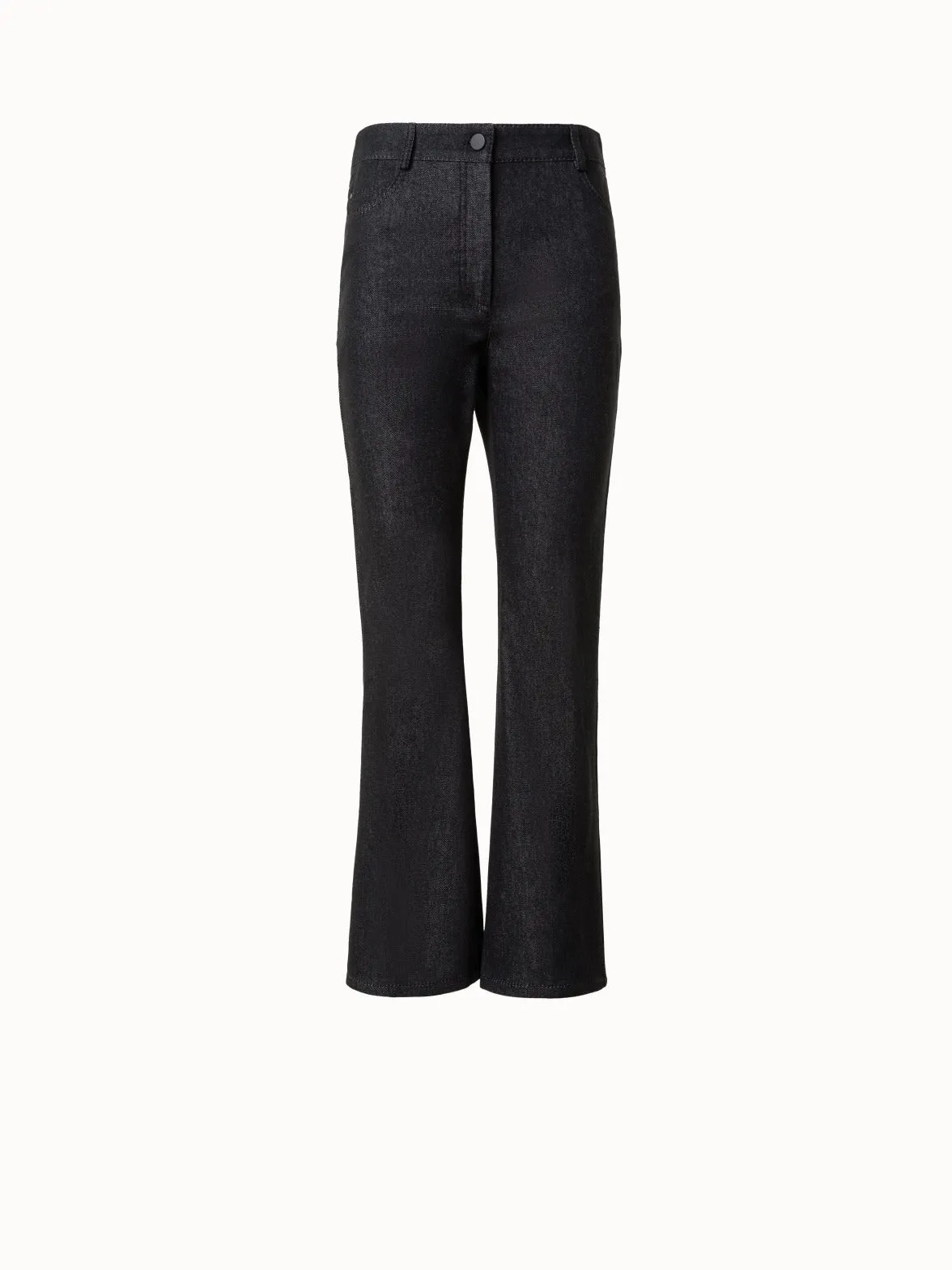 Cropped Flared Cotton Denim Stretch Pants