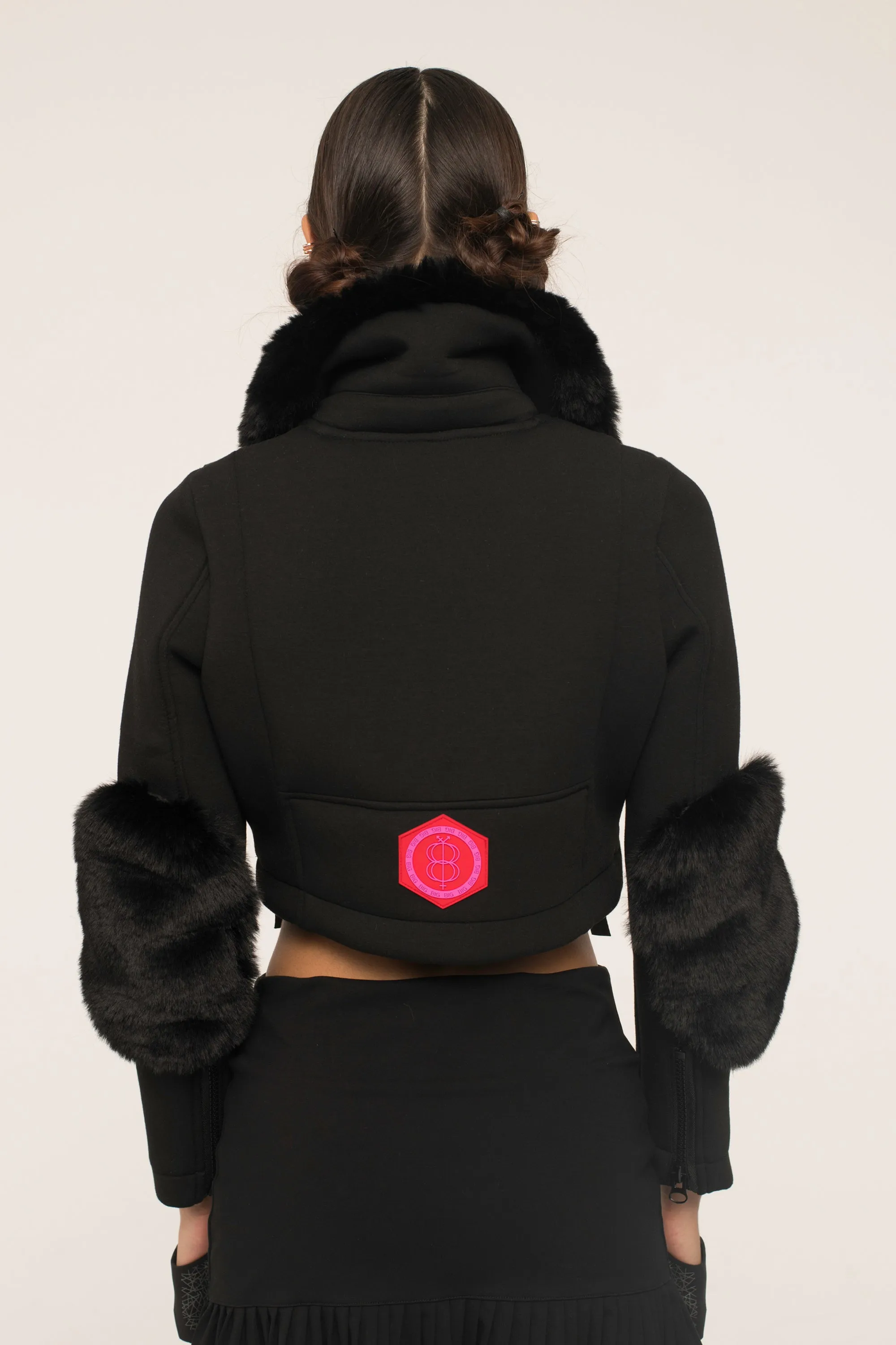 Cropped Shearling Biker