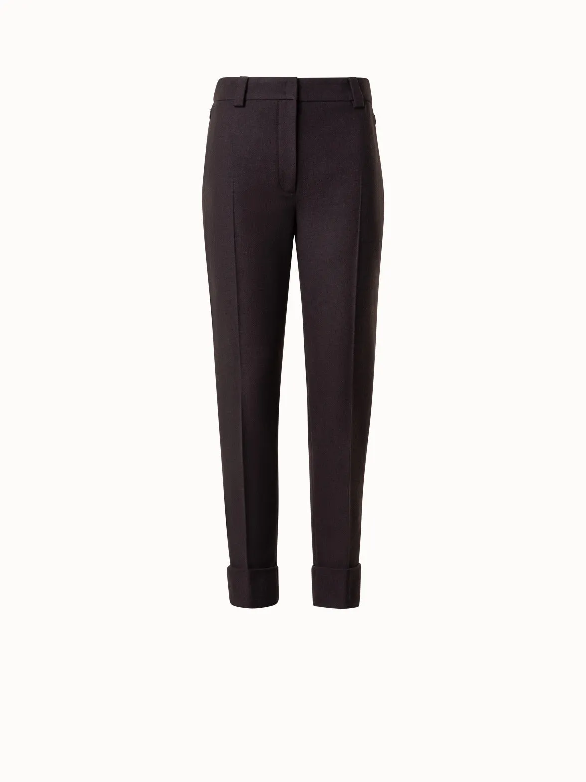 Cropped Tapered Wool Stretch Flannel Pants