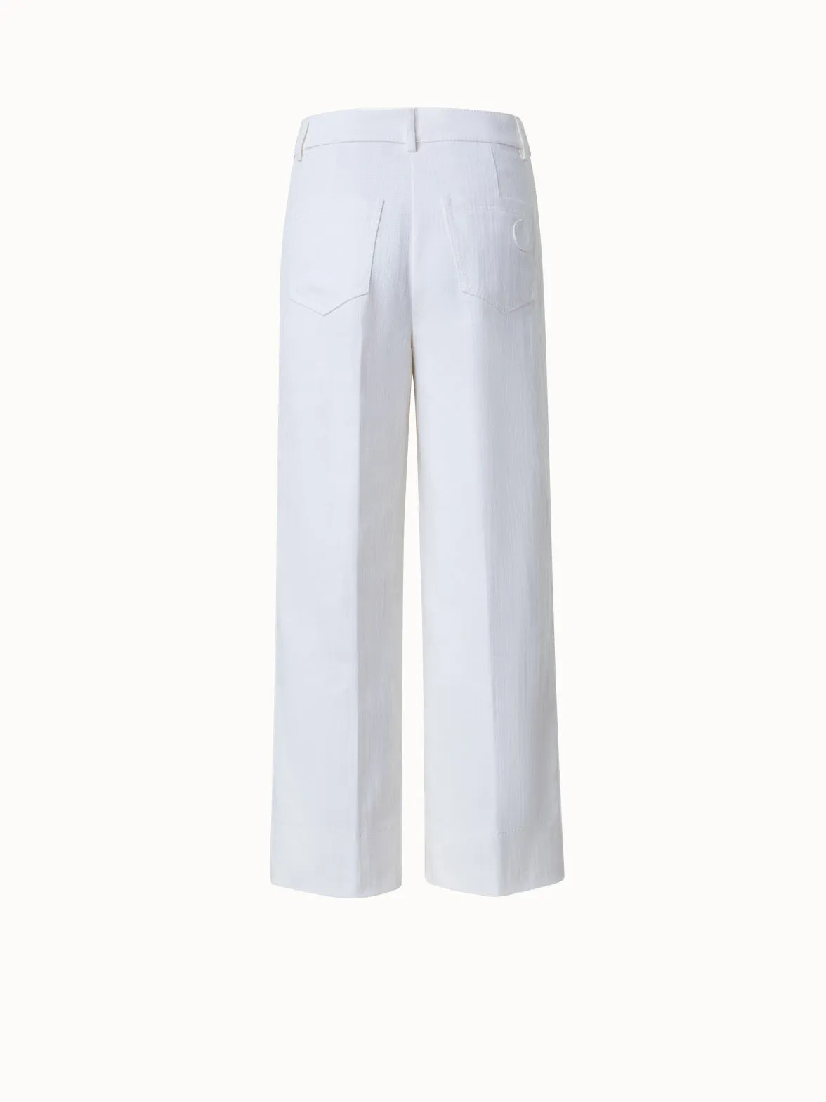 Cropped Wide Cotton Denim Stretch Pants