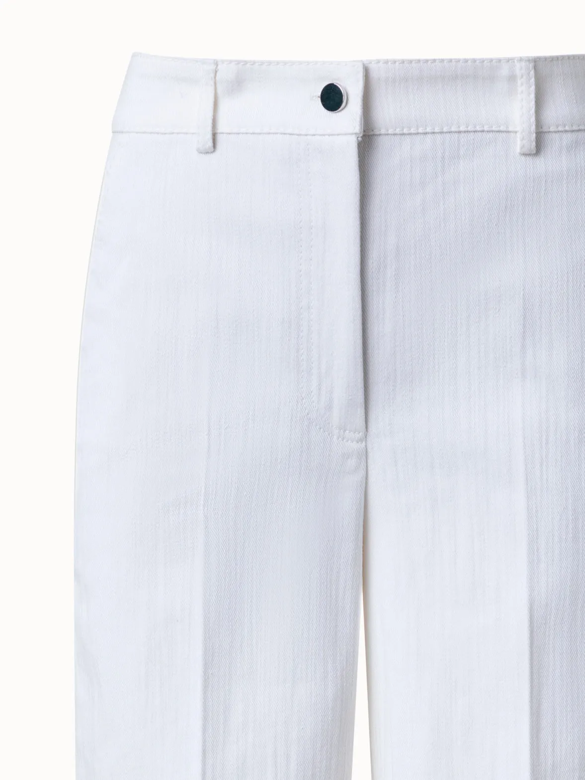 Cropped Wide Cotton Denim Stretch Pants