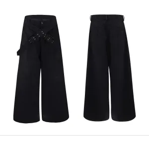 Cross Strap Leather Pants