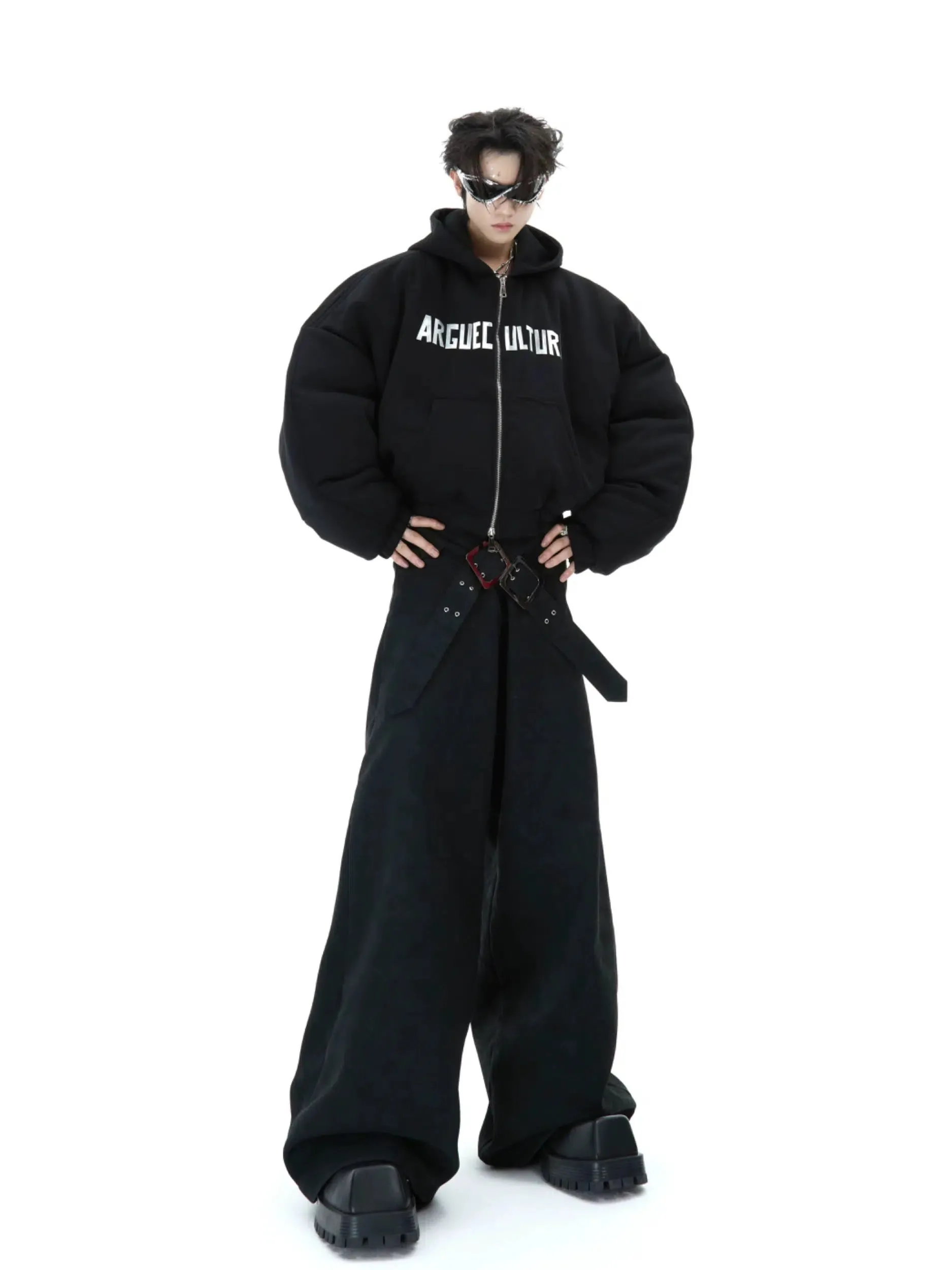 Cross Strap Leather Pants