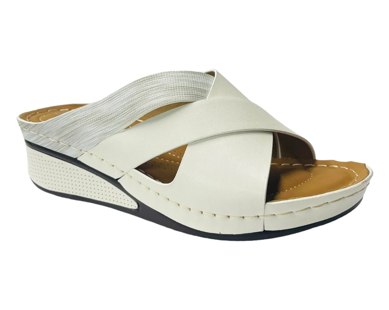 Cross Strap Lightweight Mules Wedge Slider